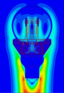 The velocity plot of natural convection in an LED bulb, CFD analysis in Icepack The velocity plot of natural convection in an LED bulb, CFD analysis in Icepack
